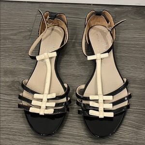 AGL Stylish Black Cream Women's Sandals PATENT LEATHER 8
